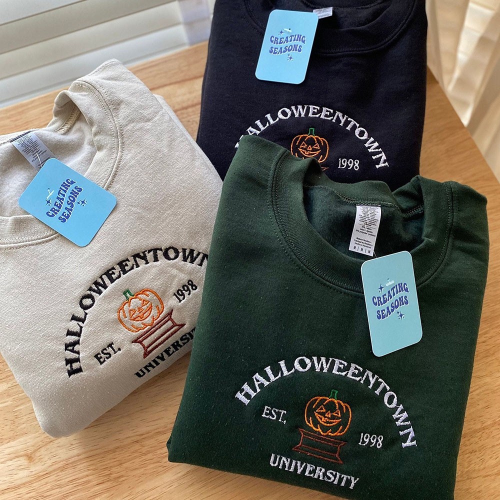 Embroidered Halloweentown University Hoodie Crewneck Spooky Season Halloween Shirt 